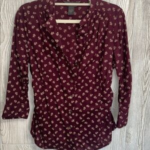 Banana Republic Blouse- Button Down Blouse - Maroon Red